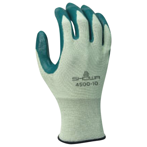 Coated Gloves, Pair, 6, Gauge, 13, Shell Material, Nylon, Coating, Nitrile, Coating Style, Pair, Colour, Green/Green