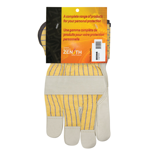 Patch Palm Fitters Gloves, Pair, Large, Inner Lining, Cotton, Leather Palm Type, Grain Cowhide, Cuff Style, Safety, Cuff Material, 120, Grade, Better Quality, Thumb Style