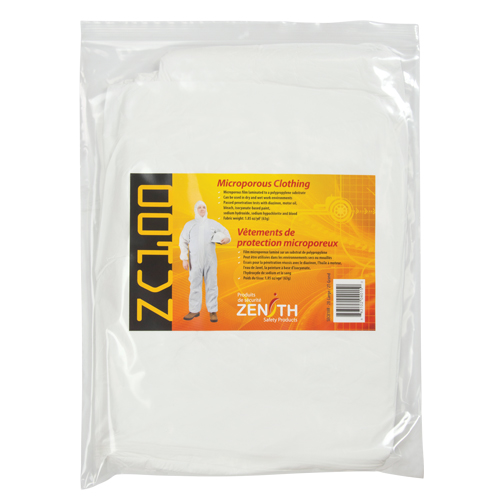 Protective Coveralls, 2X-Large, White, Polypropylene/Microporous