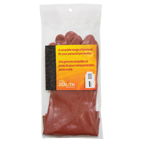 Red Smooth-Finish Chemical-Resistant Gloves, Pair, 9, Length, 14", Thickness, Heavy Weight, Cuff Style, Gauntlet, Shell Material, 120, Finish, Smooth, Colour