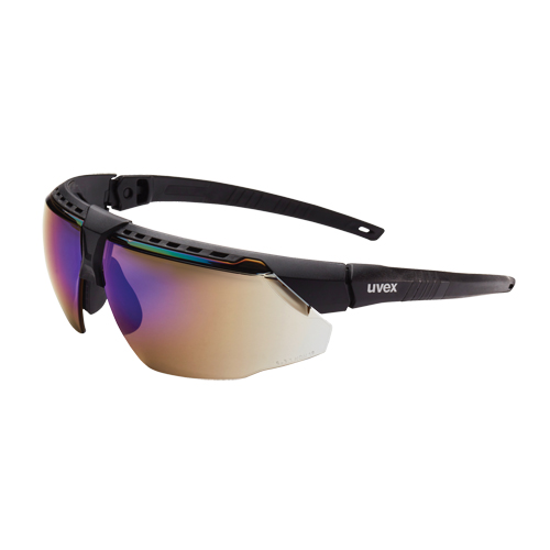 Uvex® Avatar™ Safety Glasses, Each, Meets/Exceeds CSA Z94.3/ANSI Z87+, Lens Tint, Blue/Mirror, Lens Coating, Anti-Scratch, Black