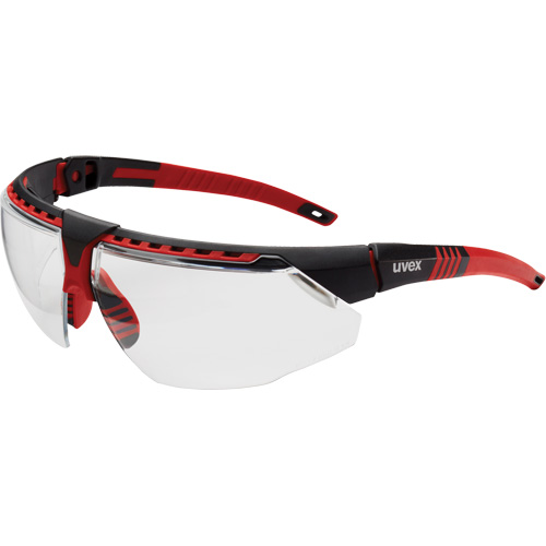 Uvex® Avatar™ Safety Glasses, Each, Meets/Exceeds CSA Z94.3/ANSI Z87+, Lens Tint, Clear, Lens Coating, Anti-Scratch, Red