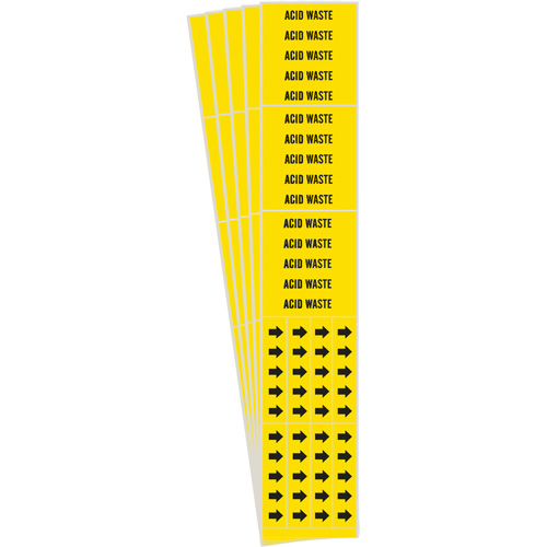 Each, Vinyl, Colour, Black on Yellow, Pipe Diameter, 0" - 3/4", Label Height, 2-1/4", Label Width, 3, , ,