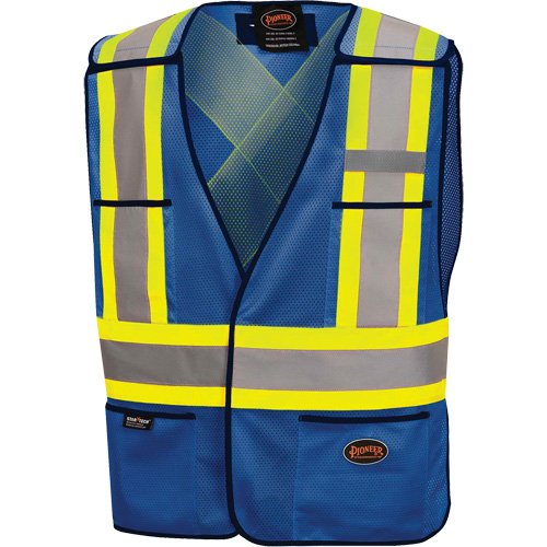 Tear-Away Safety Vest, Colour, Royal Blue, Reflective Stripe Colour, Yellow & Silver, Size, One Size, Material