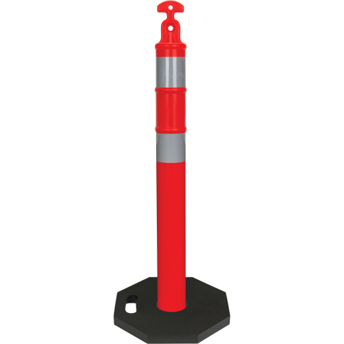 High-Visibility Delineator Post Kit, Height, 42", Colour, Orange, Base Shape, Octagonal with Handle, Manufacturer's Warranty, 1 Year Limited