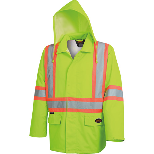 The Rock  Waterproof Safety Jacket, Colour, High Visibility Lime-Yellow, Reflective Colour, Silver/Orange, Size, 4X-Large, Material, Polyester/Polyurethane, Additional Certification(s), ANSI/ISEA 107-2020 Class 3 Type P and R, Closure Type, Zipper with Snap Storm Placket