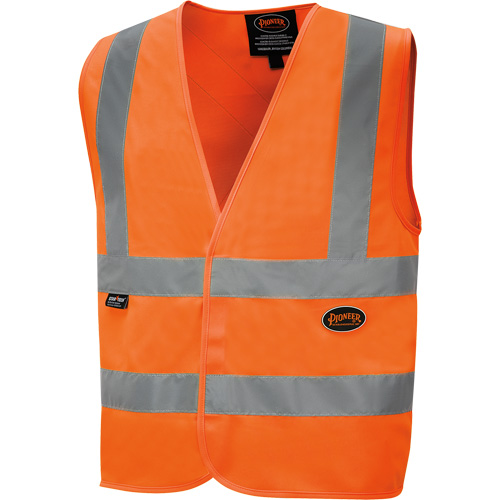 High-Visibility Tricot Safety Vest, Colour, High Visibility Orange, Reflective Stripe Colour, Silver, Size, 3X-Large, Material, Polyester, Additional Certification(s), ANSI/ISEA 107-2020 Class 2 Type P & R, Closure Type, Hook & Loop