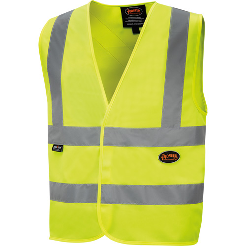 High-Visibility Tricot Safety Vest, Colour, High Visibility Lime-Yellow, Reflective Stripe Colour, Silver, Size, X-Large, Material, Polyester, Additional Certification(s), ANSI/ISEA 107-2020 Class 2 Type P & R, Closure Type, Hook & Loop