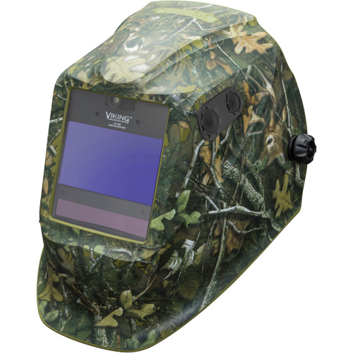 VIKING™ 2450 ADV Series White Tail Camo® Helmet, Each, Graphics, Viewing Area, 3.82" L x 2.44" W, Shade Level, 5 - 13, (1) VIKING 2450ADV Welding Helmet; (1) Bandana; (5) KP2898-1 Outside Cover Lens; (2) KP2931-1 Inside Cover Lens; (1) Decal Sheet, Compliance, ANSI Z87.1, Control Type