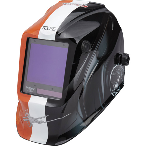 VIKING ™ 3350 Foose Monarch™ Welding Helmet, Each, Graphics, Viewing Area, 3.74" L x 3.34" W, Shade Level, 5 - 13, (1) Welding Helmet; (1) Helmet Bag; (1) Bandana; (5) KP2898-1 Outside Cover Lenses; (2) KP3044-1 Inside Cover Lenses; (1) Decal Sheet, Compliance, ANSI Z87.1, Control Type