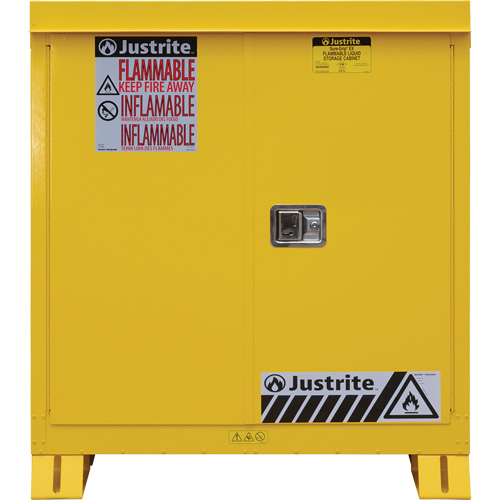 Outdoor Flammable Storage Cabinet, Each, Manual, Capacity, 30 gal., Width, 43", Depth, 18", Height, Yellow, Material, 18-Gauge Steel, Weight