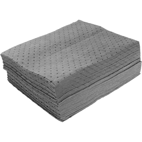 Bonded Sorbent Pads, Pack of 100, Universal, Weight, Heavyweight, Length, 15", Width, 19", Absorbency/Pkg., 1 Year Limited