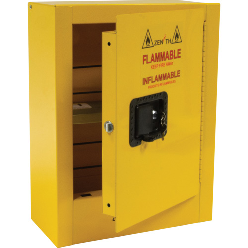 Mini Flammable Safety Cabinet, Each, Manual, Capacity, 2 Gal., Width, 17", Depth, 8", Height, Steel, Colour, Yellow, Weight