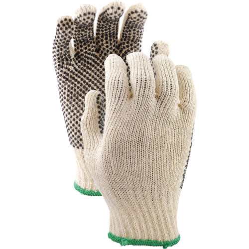 417 PVC Dotted String Knit Gloves, Pack of 12 Pairs, Large, Shell Material, Poly/Cotton, Coating, Single Sided, Colour, Natural