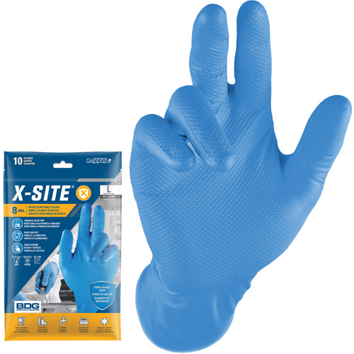 Grippaz™ Disposable Gloves, Pack of 10, Small, Material, Nitrile, Length, 12", Thickness, 8-mil, Finish, EN 374-1 - Type B, EN 374:2016-5 VIRUS, EN 374-2 - Pass (Air, Water), EN 374-1 Test Chemicals, JKPT, AQL