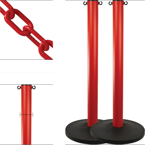Height, 37", Plastic, Finish/Colour, Red, 3"