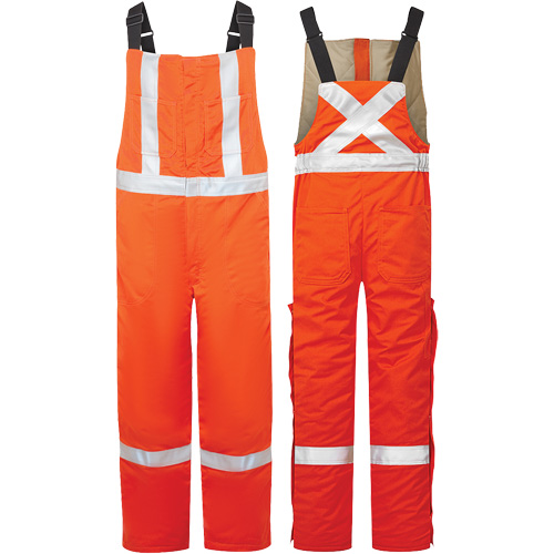 Avenger 9 oz High-Visibility Insulated Bib Pants, Style 525, Each, Cotton/Nylon, Size, 2X-Large (Tall), Colour, Orange, Men's/Women's, Men's, CAT 4, ATPV 56, Standard(s) Met, NFPA 2112, CGSB 155.20, NFPA 70E, CSA Z462, ASTM F1506