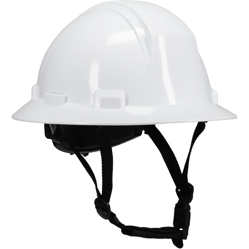 Kilimanjaro™ Full Brim Safety Helmet with HDPE Shell, Case of 12, Ratchet, Suspension Points, 4-Points, Colour, White, Venting Type, Non-Vented, Meets/Exceeds Certifications