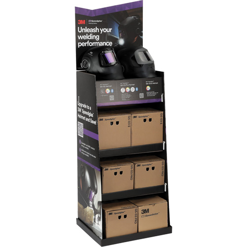 Speedglas™ Display Kit with G5-03 Pro Welding Helmets, Each, Black/Blue/Charcoal/Graphics/Green/Orange/Pink/Red/Silver/White, (1) Display Stand (WHD-STAND); (1) Speedglas™ G5-03 Pro VC Helmet (7100312624); (2) Speedglas™G5-03 Pro TW Helmets (7100311671); (3) Speedglas™ Gr-03 E Helmets (7100347631)