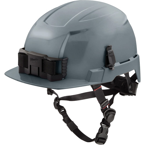 BOLT™ Front Brim Safety Helmet, Each, Ratchet, Colour, Grey, Venting Type, Non-Vented, Meets/Exceeds Certifications, ANSI Type II, Meets/Exceeds Class, High Density Polyethylene, Manufacturer's Warranty, Limited Lifetime Warranty