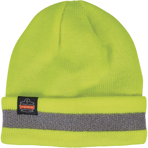 N-Ferno® Reflective, Cuffed Rib Knit Winter Hat, Each, Acrylic, Lining Material, Acrylic, Colour, High-Visibility Lime Green, Size, One Size, Reflective Accents, Protection Type, Cold Temperature Protection, Reflective, High Visibility, Risk/Injury