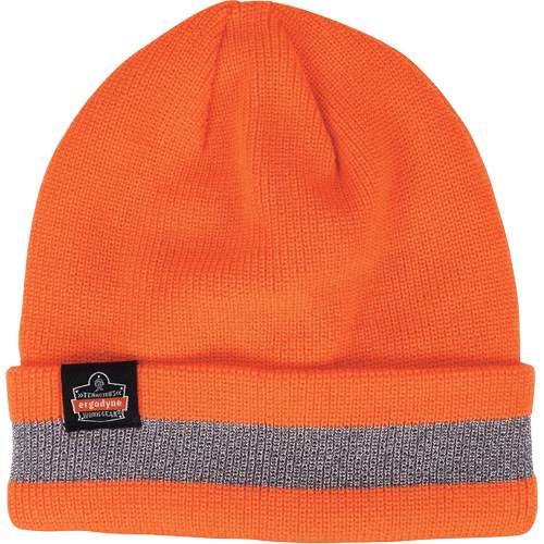 N-Ferno® Reflective, Cuffed Rib Knit Winter Hat, Each, Acrylic, Lining Material, Acrylic, Colour, Orange, Size, One Size, Reflective Accents, Protection Type, Cold Temperature Protection, Reflective, High Visibility, Risk/Injury