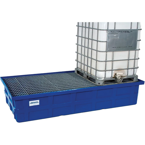 2 IBC Blue Poly Spill Containment Pallet with Galvanized Grating, Each, Corrosive to Metal/Skin, Environmentally Damaging/Water-Polluting, Irritant, Health Hazard, Colour, Blue, Material