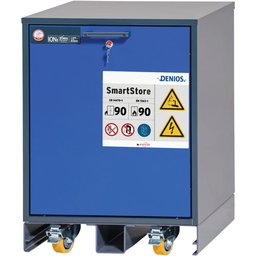 Lithium-ion Storage Under Bench with 90-Minute Fire Resistance, Each, Black/Grey, No. of Doors, 1, No. of Shelves, 2, Door Type, Self-Closing, Width, Lithium Batteries, Lithium-ion Battery, Fire Rating, 90 min., Material