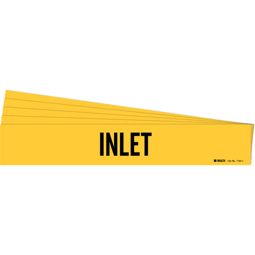 "Inlet" Pipe Marker, Material, Vinyl, Colour, Black on Yellow, Pipe Diameter, 2-1/2" - 7-7/8", Label Height, 2-1/4"