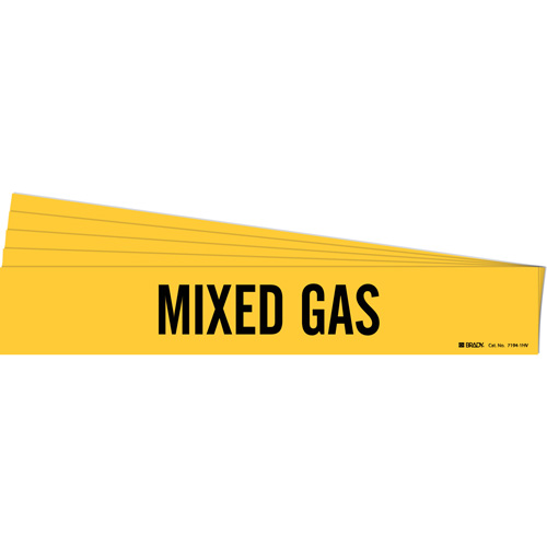 "Mixed Gas" Pipe Marker, Material, Vinyl, Colour, Black on Yellow, Pipe Diameter, 8" - 20", Label Height, 4"