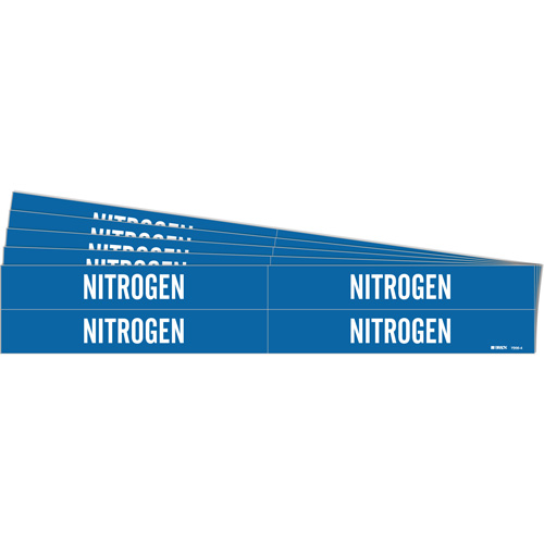 "Nitrogen" Pipe Markers, Material, Vinyl, Colour, White on Blue, Pipe Diameter, 3/4" - 2-3/8", Label Height, 1-1/8", Qty/Card, 4