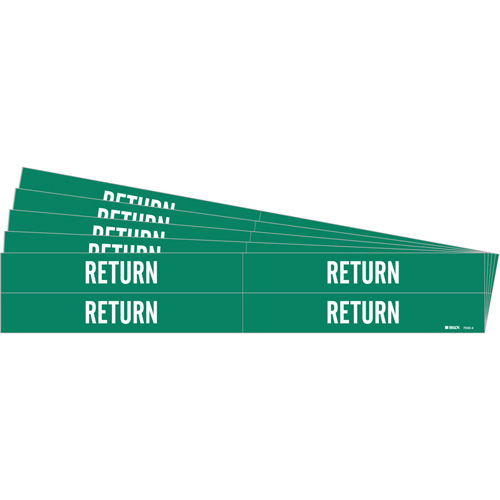 "Return" Pipe Markers, Each, Vinyl, Colour, White on Green, Pipe Diameter, 3/4" - 2-3/8", Label Height, 1-1/8", Label Width, 4
