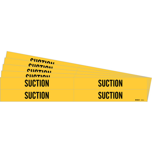 "Suction" Pipe Marker, Each, Vinyl, Colour, Black on Yellow, Pipe Diameter, 3/4" - 2-3/8", Label Height, 1-1/8", Label Width, 4