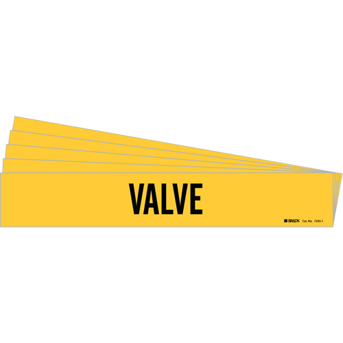 "Valve" Pipe Marker, Each, Vinyl, Colour, Black on Yellow, Pipe Diameter, 2-1/2" - 7-7/8", Label Height, 2-1/4", Label Width