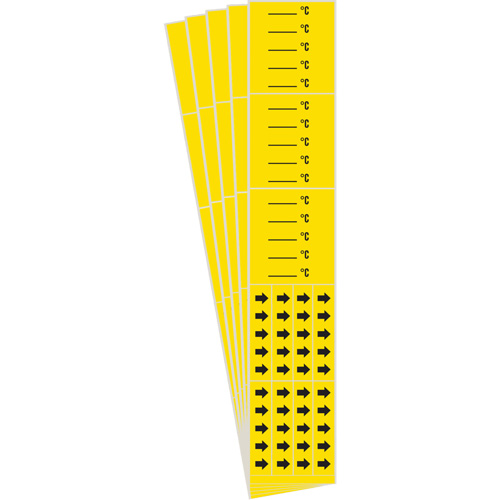 Each, Vinyl, Colour, Black on Yellow, Pipe Diameter, 0" - 3/4", Label Height, 2-1/4", Label Width, 4