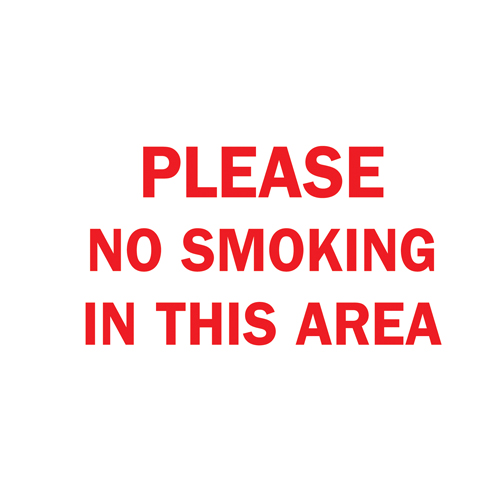 "No Smoking" Sign, 10" x 14", Vinyl, English Each