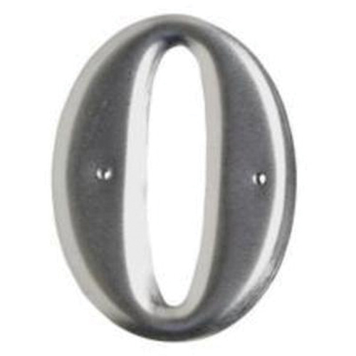 Aluminum Embossed Number and Letter Labels, Pack of 10, 0, Colours, Silver, Character Height, 3"
