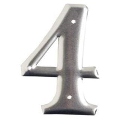 Aluminum Embossed Number and Letter Labels, Pack of 10, 4, Colours, Silver, Character Height, 3"