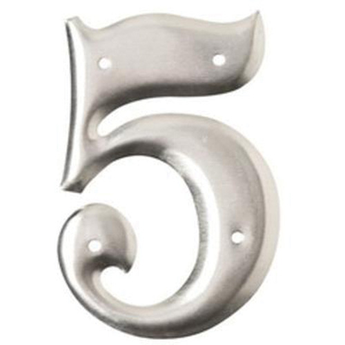 Aluminum Embossed Number and Letter Labels, Pack of 10, 5, Colours, Silver, Character Height, 3"