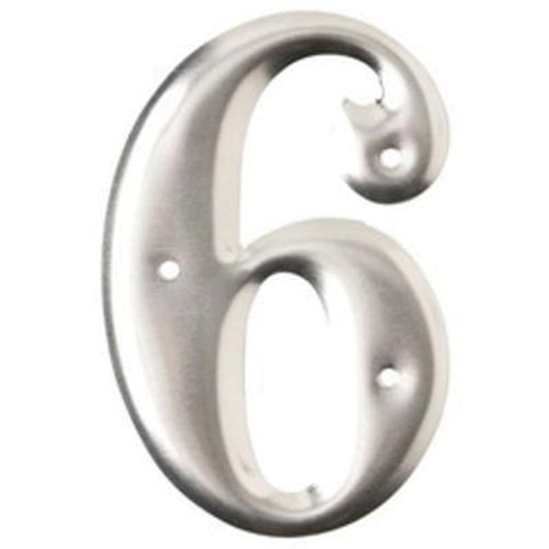 Aluminum Embossed Number and Letter Labels, Pack of 10, 6, Colours, Silver, Character Height, 3"