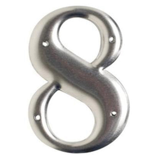 Aluminum Embossed Number and Letter Labels, Pack of 10, 8, Colours, Silver, Character Height, 3"