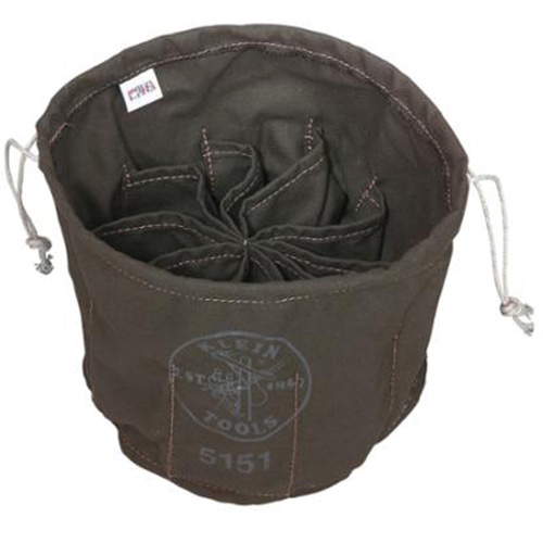 10-Compartment Drawstring Bag, Each, Canvas, 6'' (15.2 cm), Colour, Olive, Diameter