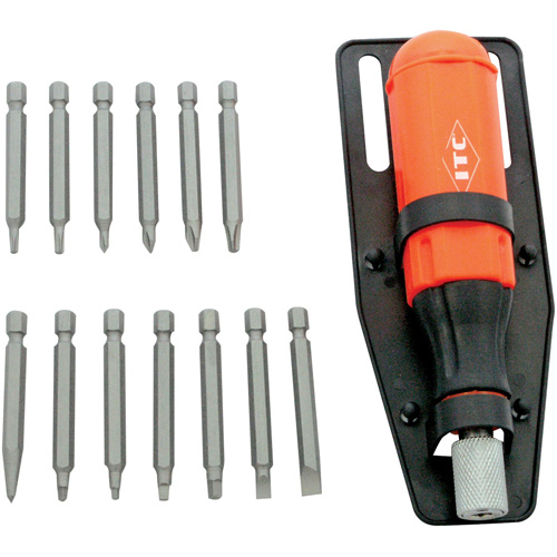 Each, Plastic, Phillips #0 - #1 - #2 - #3; Square: #0 - #1 - #2 - #3; Slotted: 3/16 -1/4"; TORX: T15 -T20; Awl point holster