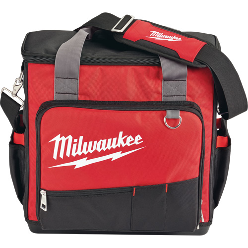 Jobsite Tech Bag, Ballistic Nylon, 53 Pockets, Black/Red Each