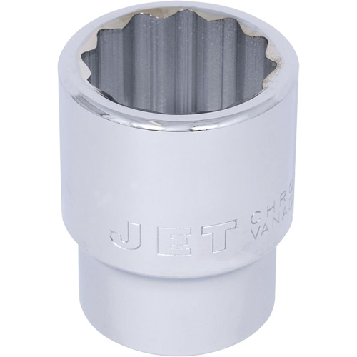 Chrome Socket, Each, 1", Socket Size, 1-1/2"2", No. of Points, 12, Type, Hand/Standard, Length