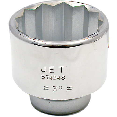 Chrome Socket, Each, 1", Socket Size, 3", No. of Points, 12, Type, Hand/Standard, Length