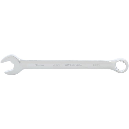 Long Pattern Fully Polished Combination Wrench, Each, 5-1/3", Size, 8 mm, Finish, Chrome, Handle Type, Plain