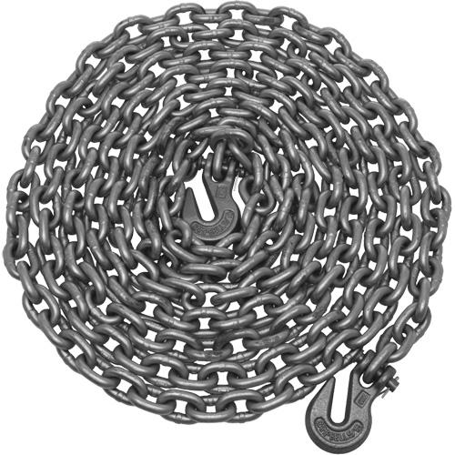 Campbell Tow Chain with Clevis Hooks, Working Load Limit, 3900 lbs. (1.95 tons), Chain Length, 12' (3.66 m), Chain Grade, Grade 43, Trade Size, 5/16", Colour, High Visibility Orange