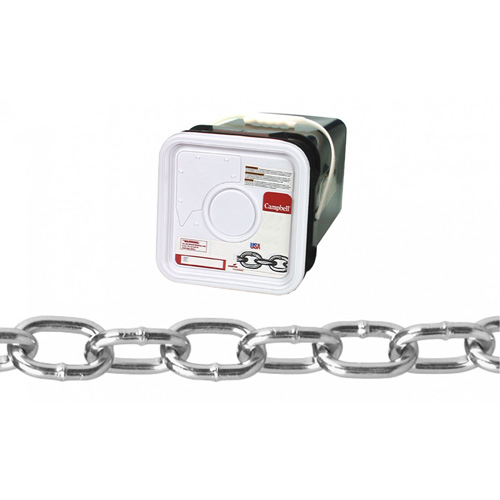 Passing Link Chain, Working Load Limit, 450 lbs. (0.225 tons), Chain Length, 200' (60.96 m), Chain Grade, Not Graded, Trade Size