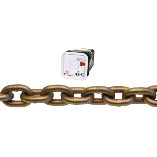 Campbell Transport Chain, Working Load Limit, 3150 lbs. (1.575 tons), Chain Length, 65' (19.8 m), Chain Grade, Grade 70, Trade Size, 1/4", Design Factor, 4 to 1, Container Type, Square Pail